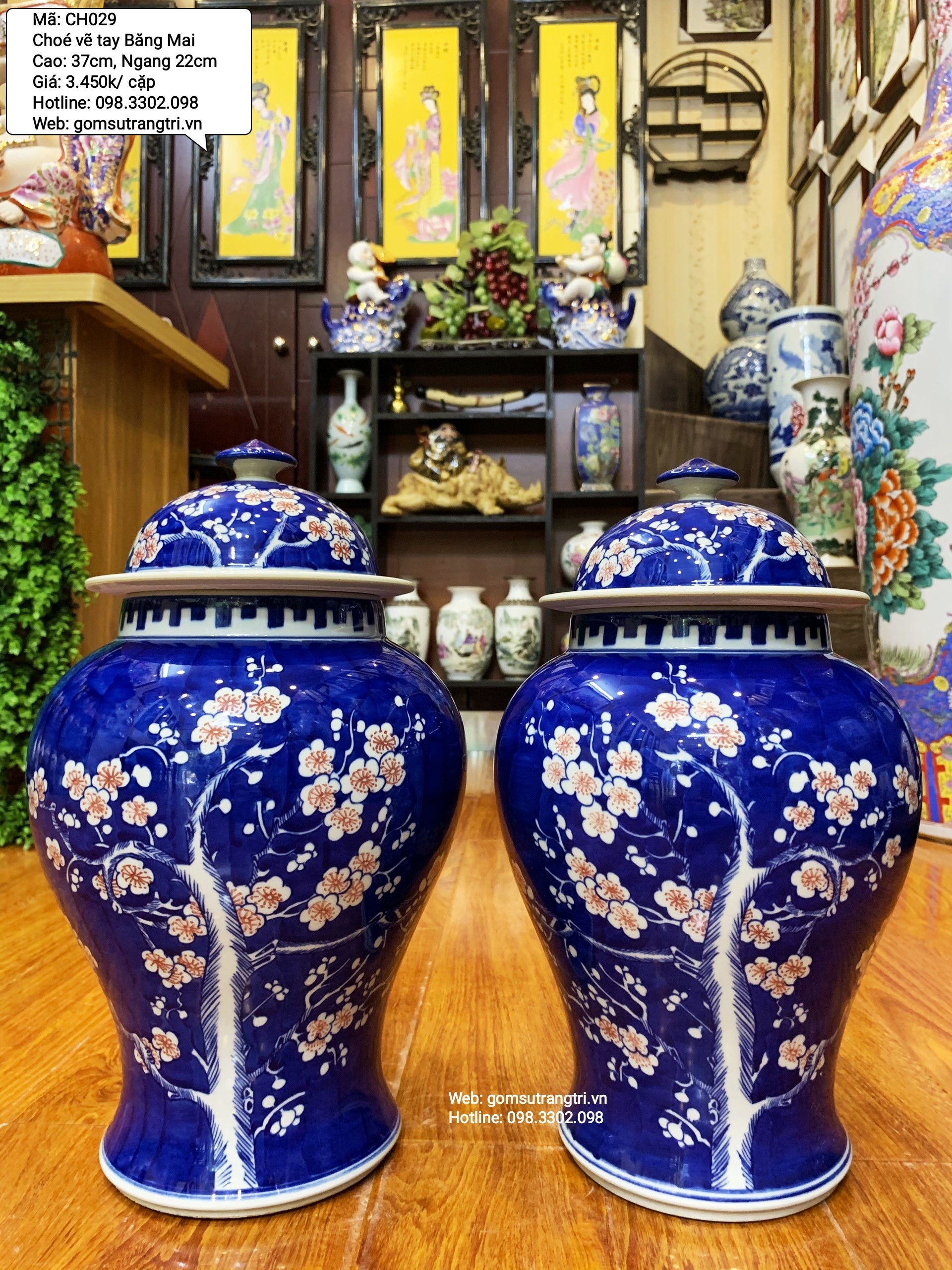 Cặp chóe vẽ tay họa tiết Băng Mai